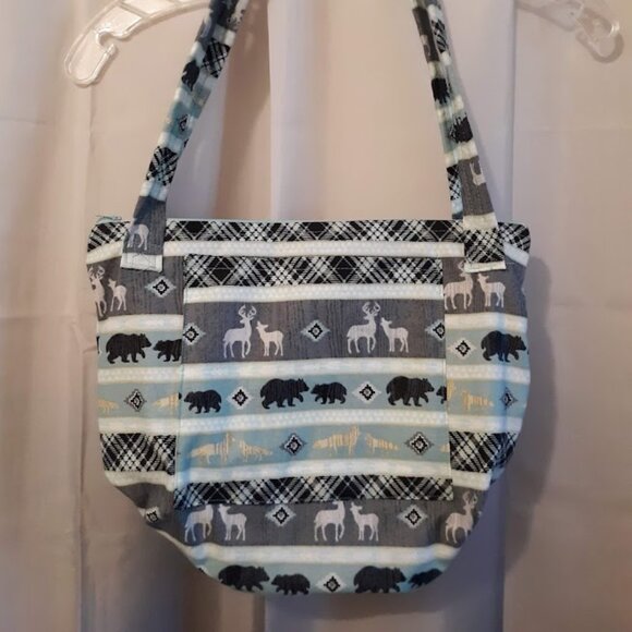 Have one to sell? Sell now NEW Woodland Deer Bear Theme Shoulder bag Aqua Black - Picture 1 of 9